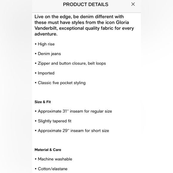 New Gloria Vanderbilt Jeans Classic straight leg style - Picture 6 of 6